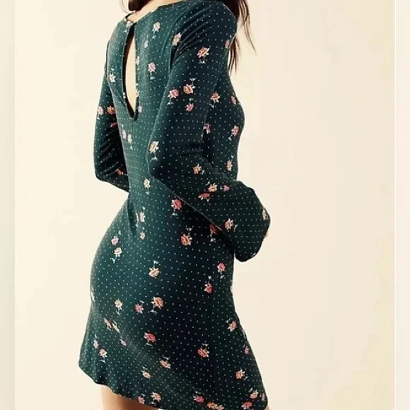NWT Free People Green Celia Mini Dress - Picture 2 of 14